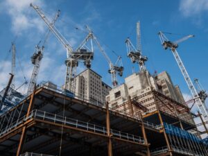 building materials, consutrction building with cranes